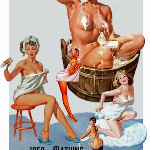 Pin Up Bathing Girls Clipart 1950s.