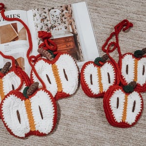 Handmade Crochet Apple Slice Crossbody Bag