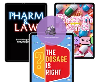 Pharmacy Technician certification exam bundle for PTCE or PTCB| Dosage calculations|Pharmacology|Federal requirements
