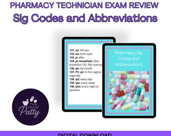 Pharmacy Technician Exam Study Guide PDF | Sig codes and abbreviations