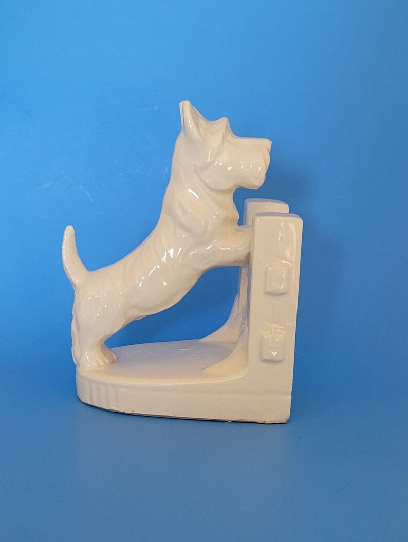 Vintage Scottie Dog Bookend Ceramic Dog Bookend White Etsy