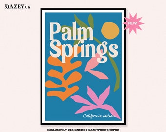 Palm Springs Destination Wall Art Print. California Bright Fun Travel Print. Abstract. Boho. Desert Print Matisse Inspired | Home Decor