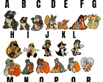 Bambi Disney Thumper Rabbit Iron-on Patch Pinocchio Talking Cricket Figaro Lill and the Tramp Lady Tramp Iron on