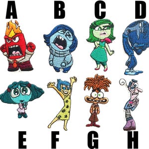 Patch Inside Out 2 Emotionen Riley Traurigkeit Freude Wut Neid Langeweile Angst Verlegenheit Angst Ekel Cartoon Aufnäher zum Aufbügeln
