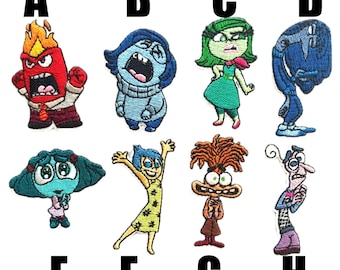 Inside Out 2 emotions patch Riley sadness joy anger envy boredom anxiety embarrassment fear disgust cartoon iron-on patch