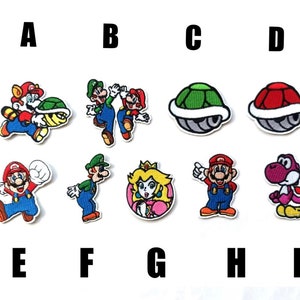 Patch Super Mario Bros bestickter Aufnäher Bügelbild Stickerei Videospiel Nintendo Luigi Peach Shell Applikation Yoshi pink