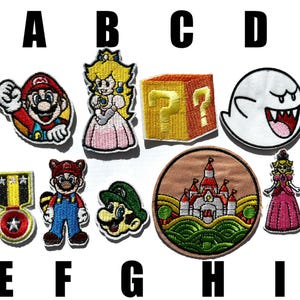 Patch Super Mario Bros bestickter Aufnäher Bügelbild Stickerei Videospiel Nintendo Luigi Peach Applikation Koopa Paratroopa