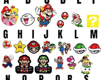 Parche Super Mario Bros parche termoadhesivo bordado Bowser parche termoadhesivo videojuego Nintendo Luigi Peach nuevo aplique Boo Smack planta rosa
