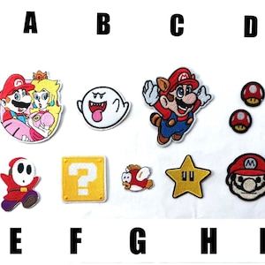 Aufnäher Super Mario Bros. Aufnäher zum Aufbügeln, besticktes Aufnäher, Aufnäher zum Aufbügeln, Videospiel, Nintendo, Luigi Peach, neue Applikation, Boo Smack, Pink