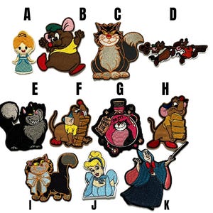 Écusson Cendrillon Cendrillon Personnages Disney Lucifer Jac Gaston Gaz Chat noir Sibérien Lucifer souris souris Ella bébé personnages