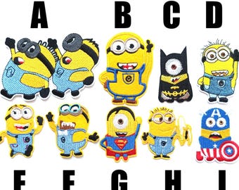 Minions Despicable Me iron-on patch Despicable Me cartoon Kevin minion Bob Stuart Felonius Gru yellow men banana Vector iron