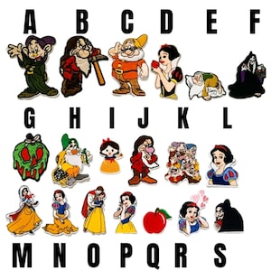 tygmärke Disneyfigurer Sju dvärgar stryk-på tygmärke strykapplikation sju dvärgar Snövit Snövit den onda drottningen giftäpple tecknad film
