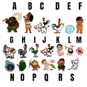 Aufnäher Ozeanien Moana Vaiana Maui Axt zum Aufbügeln Disney-Cartoon Hei Hei Pua Schwein Hawaii zum Aufbügeln Kinder gestickte Figuren