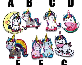 unicorn patch unicorns applique iron-on patch new iron on embroidered minipony rainbow hair unicorn moon rainbow funny skate