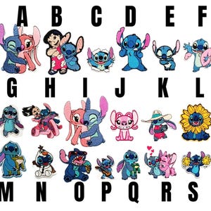 Patch Lilo & Stitch Ohana toppa termoadesiva alien experiment cartoon Angel 624 pink blue Cheshire Cat écusson thermocollant iron on Disney