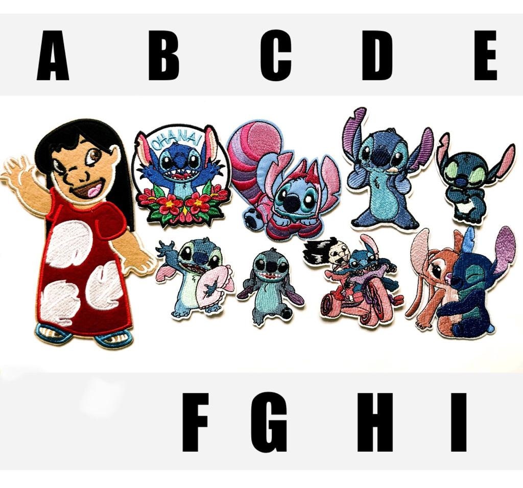 Patch Lilo & Stitch Ohana thermoadhesive patch alien experiment cartoon Angel 624 pink blue Cheshire Cat écusson thermocollant iron on Disney
