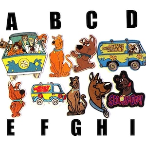 Patch Scooby Doo Retro Figuren Bügelbild Applikation Vintage Scrappy Doo the Mystery Machine Hund Shaggy Fred Daphne Welma
