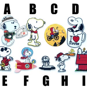 patch Snoopy Peanuts character iron-on patch iron applique comic strip Schulz vintage love woodstock bird dog white black Charlie Brown