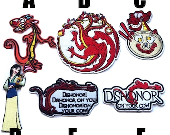 patch Fa Mulan dragon Mushu ancient Chinese legend of Hua Mulan iron-on patch cartoon dishonor on your cow china hero kid