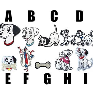 Patch 101 Dalmatiner Hundertundein Dalmatiner Disney Dalmatiner Hundewelpen Cruella Dämon Cruella de Vil Pongo und Peggy Hund zum Aufbügeln
