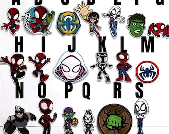 patch Spidey and his amazing friends Spin Ghost Spiderman Hulk Rhino superheroes iron-on patch embroidered iron on écusson black panther