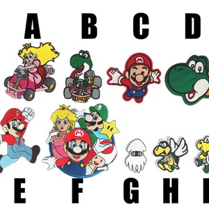 Patch Super Mario Bros Aufnäher zum Aufbügeln bestickt Kart Auto Eisen Stickerei Videospiel Nintendo Luigi Yoshi neue Applikation ds Prinzessin Pfirsich nähen