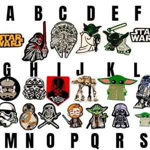 patch Star Wars toppa termoadesiva embroidered iron on guerre stellari yoda stormtrooper dart fener Yedi Darth Vade BB-8 R2-D2 falcon Lord