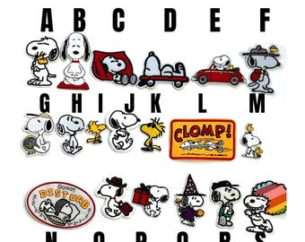 patch Snoopy Peanuts character iron-on patch iron applique comic strip Schulz vintage love woodstock yoga dog white black Charlie Brown