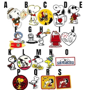 patch Snoopy Peanuts character toppa termoadesiva iron applique comic strip Schulz vintage love woodstock bird dog white black Charlie Brown