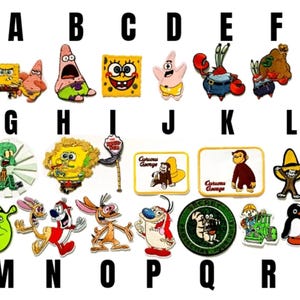 patch SpongeBob Squarepants cartoon iron on iron-on patch Curious George Bob the builder Pingu Shrek Ren Stimpy Secret Patrick
