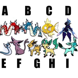 Pokémon-Aufnäher, seltener, seltener Aufnäher zum Aufbügeln, bestickt, zum Aufbügeln auf Gyarados, glänzendes Magikarp, Ceruledge, Dratini, Espeon, Jolteon, Leafeon, Glaceon für Kinder