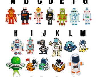 Bunte Roboter-Aufnäher, Astronauten-Aufnäher zum Aufbügeln, Raumschiff, Raumanzug, Sternendekoration, Kind, Astronaut, Raumschiff, Space Shuttle
