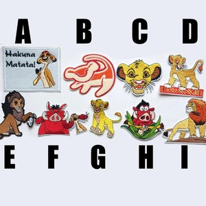 Patch Der König der Löwen Aufnäher zum Aufbügeln Simba Pumbaa Mufasa Scar Timon Hakuna Matata Rafiki Aufbügler Roi Lion Cartoon
