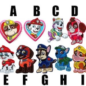 Patch Paw Patrol Bügelbild Applikation Pat Patrouille Aufbügler bestickt Hund Cartoon Chase Marshall Zuma Rocky Skye Rubble Everest