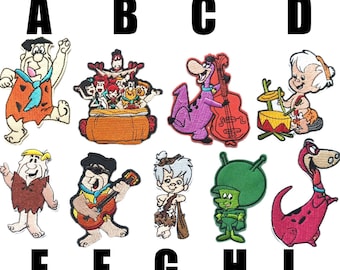 The Flintstones patch, iron-on patch, ancestors, embroidered patch, iron-on, vintage cartoon, Fred, Dino, Bamm, Bamm, Barney, Great Gazoo