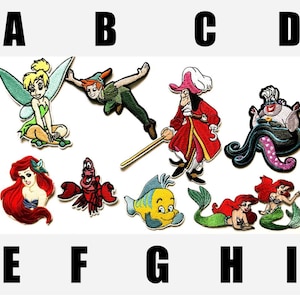 Aufnäher Disney-Figuren Ariel Peter Pan Kleine Meerjungfrau Sebastian Flunder Ursula Tinker Bell Tinker Bell Captain Hook Haken Kleine Meerjungfrau zum Aufbügeln
