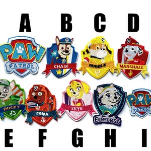 patch paw patrol applicatie pat patrouille strijkpatch nieuw ijzer geborduurd cani hond schild badge tekenfilm film chase marshall roze