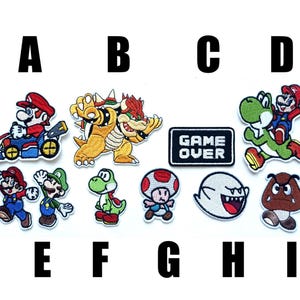 Patch Super Mario Bros Bügelbild Auto bestickter Aufnäher Bügelbild Stickerei Videospiel Nintendo Luigi Tod Yoshi Bowser neue Applikation ds