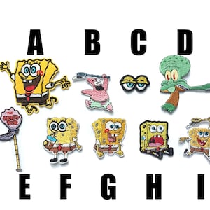SpongeBob SquarePants cartoon iron on patch Patrick starfish Bikini bottom squid tentacle characters new