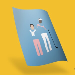 Golf | Cartone animato | Blu | Persona | Grafica | Carino | Illustrato | Divertente | Manifesto | Carta | Arte | Stampa | Muro | Arredamento