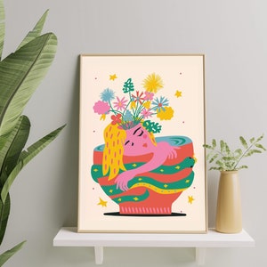 Personale | Estetica | Grafica | Progettazione | Manifesto | Arte | Muro | Arredamento | Illustrato | Carta | Fiore | Ragazza | Coppa | Colorato | Stampa