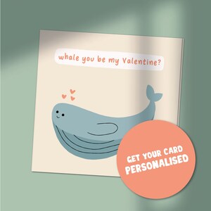 Valentine | Personalized | Design | Whale | Art | Greeting | Wall | Card | Post | Illustrated | Pun | Print | Gift | Love | Boyfriend