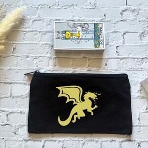 Black tarot card bag with dragon image, tarot card bag, spell bag, witchcraft bag, tarot deck bag, oracle bag, affirmation bag