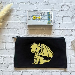 Black tarot card bag with dragon image, tarot card bag, spell bag, witchcraft bag, tarot deck bag, oracle bag, affirmation bag