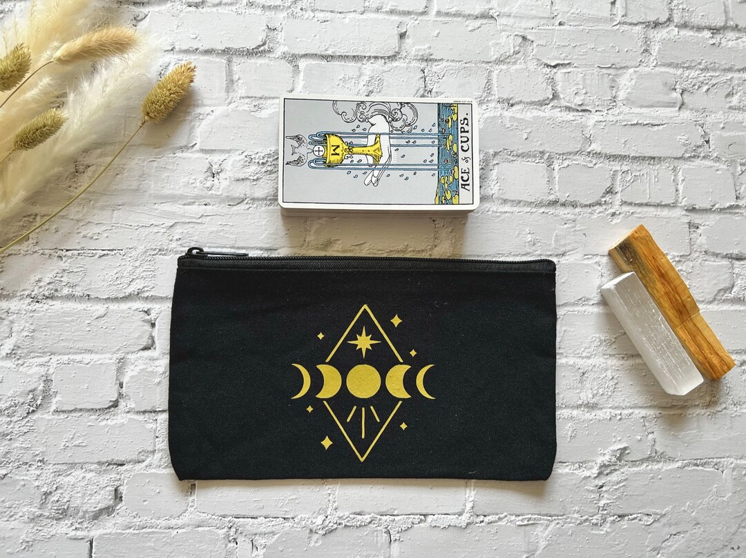 Black Tarot Card Bag Moon Phases Graphic, Tarot Card Bag, Spell Bag ...