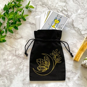 Sac de carte de tarot, pochette de carte de tarot, sac à cordon de carte de tarot, sac de pochette pour cartes de tarot, sac oracle, sac de carte d’affirmation, sac de pochette de tarot