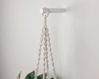 Gancho de madera / Gancho de pared / Madera / Natural / Hecho a mano / Gancho de macramé para colgar plantas / Ganchos decorativos / Gancho resistente / Montado en la pared