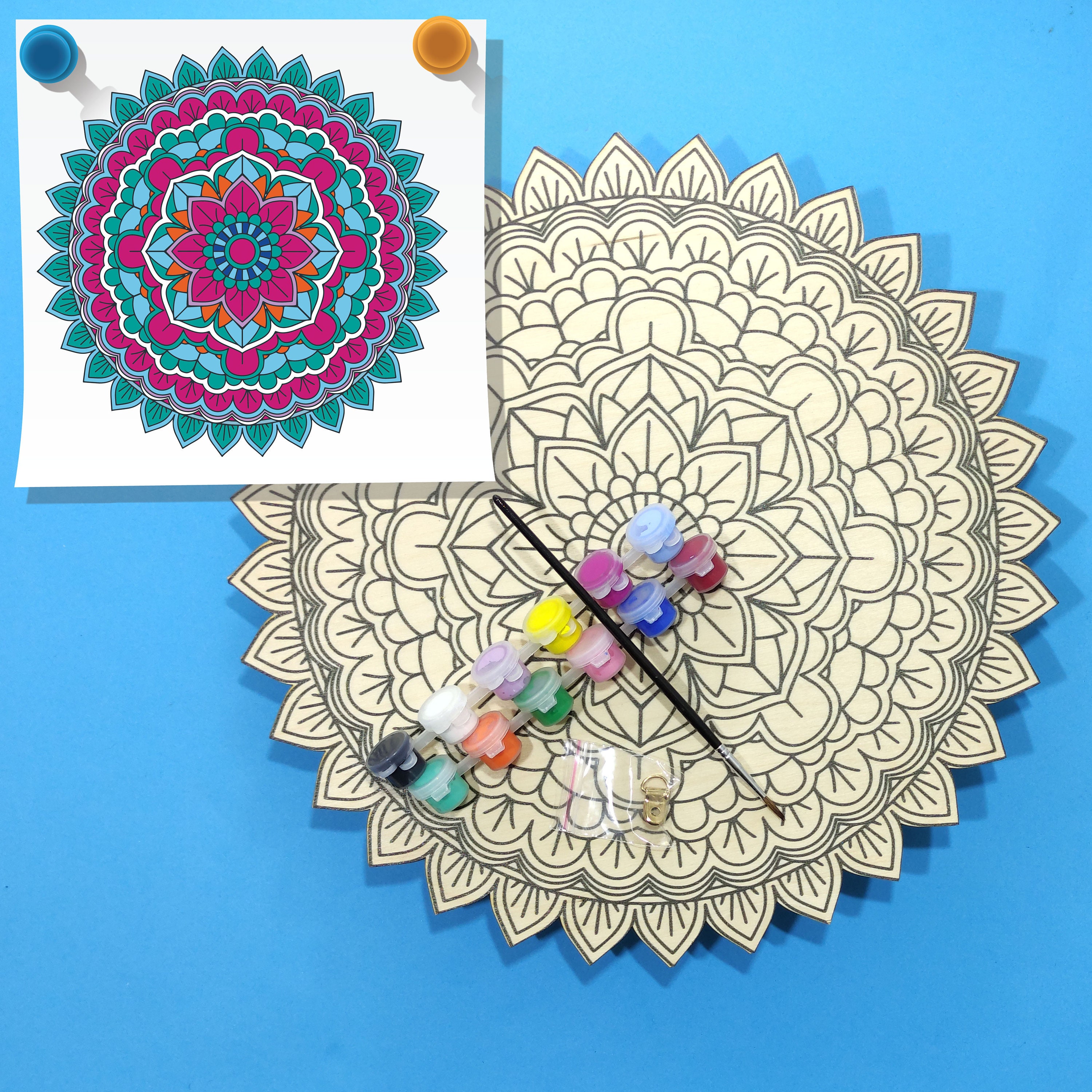 Classic Wooden Mandala 2 Painting Set Etsy