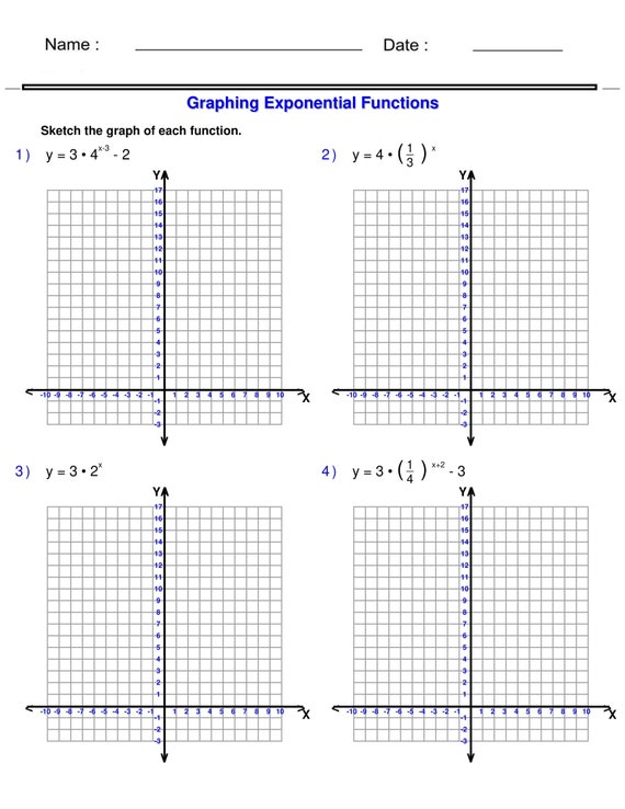 Graphs Of Exponential Functions Worksheet