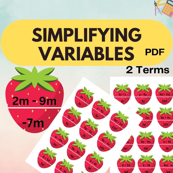 Simplifying Variables Matching Puzzles -Addition and Subtraction - 3 pages pdf GRADE LEVELS 6th - 7th